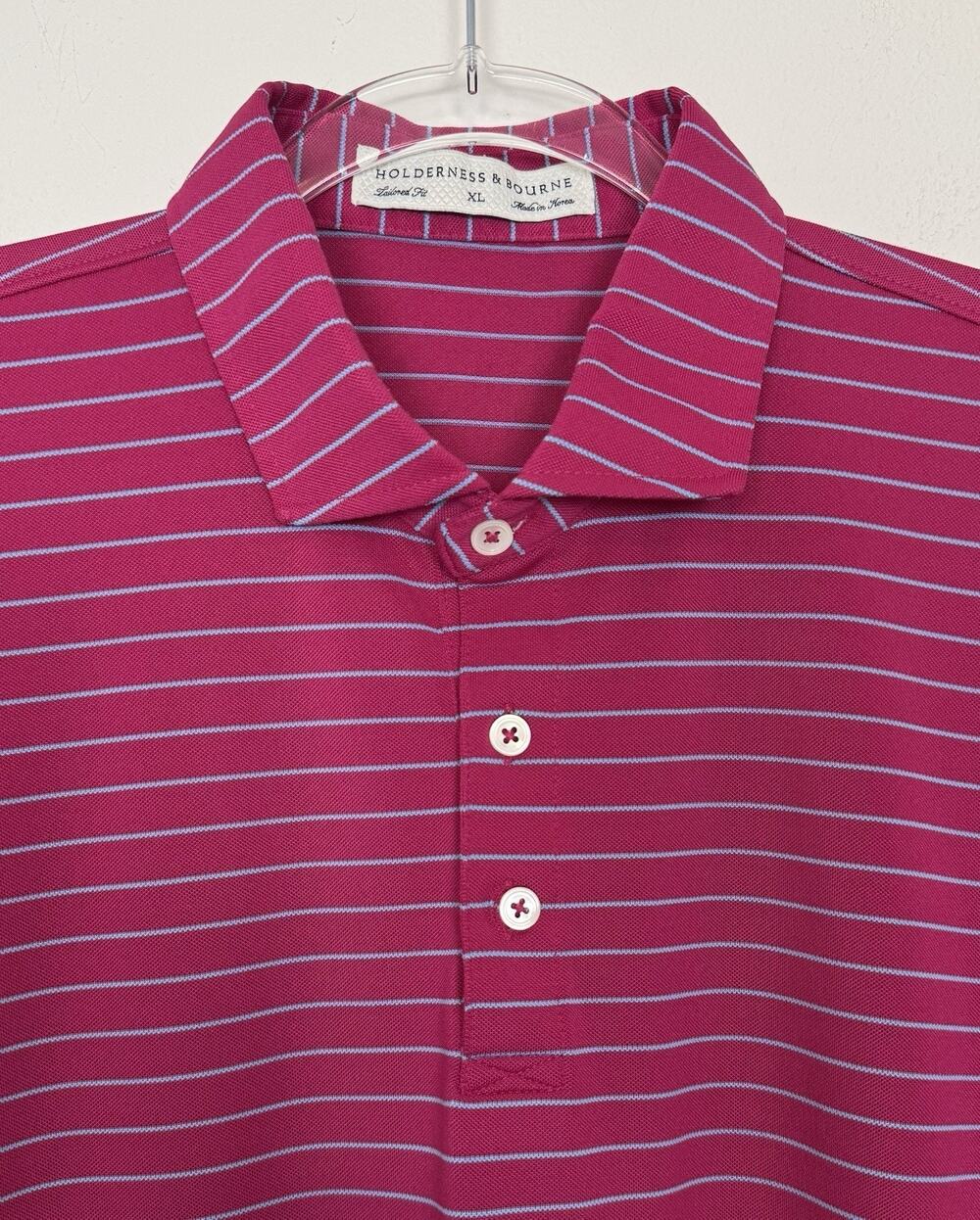Holderness & Bourne Polo Shirt Tailored Fit Mens XL Taylor Golf Stripe CJC Logo